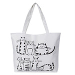 Cat Printed Canvas Beach Bag