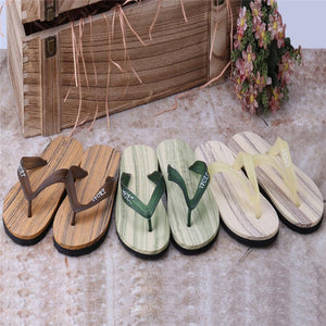 Wood Flat Wedge Flip Flops