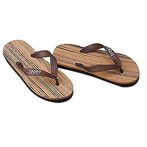 Wood Flat Wedge Flip Flops