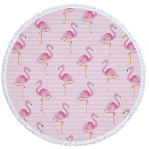 Round Flamingo Beach Towel