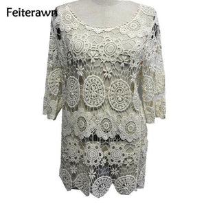 Short Sleeve Lace Cover Up